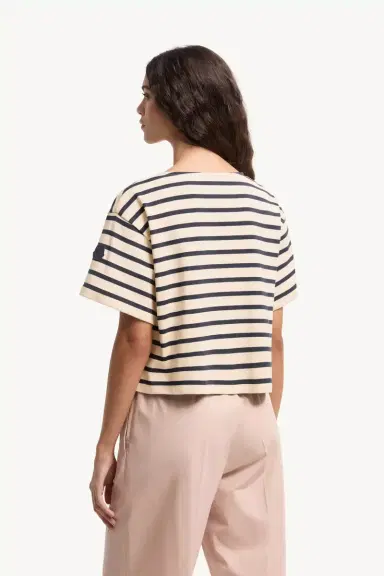 Moncler Macramé-trimmed Striped Cotton T-shirt | Thumbnail 6 Moncler Macramé-trimmed Striped Cotton T-shirt | Thumbnail 6