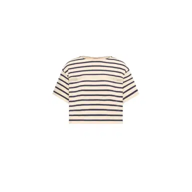Moncler Macramé-trimmed Striped Cotton T-shirt | Thumbnail 1 Moncler Macramé-trimmed Striped Cotton T-shirt | Thumbnail 1
