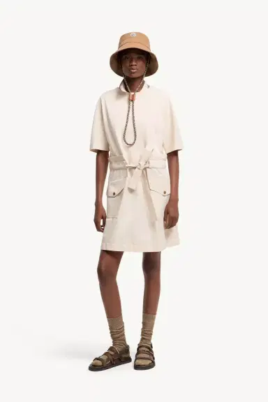Moncler Belted Cotton Mini Dress | Thumbnail 3 Moncler Belted Cotton Mini Dress | Thumbnail 3