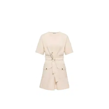Moncler Belted Cotton Mini Dress | Thumbnail 1 Moncler Belted Cotton Mini Dress | Thumbnail 1