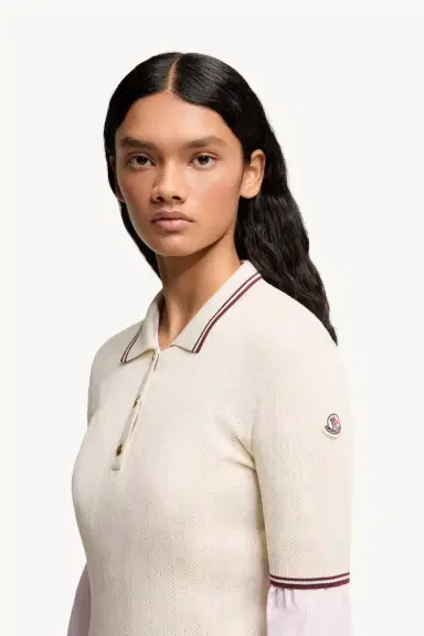 Moncler Rhombus & Logo Pattern Cotton Polo Shirt | Thumbnail 4 Moncler Rhombus & Logo Pattern Cotton Polo Shirt | Thumbnail 4