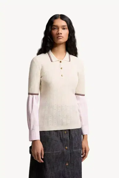Moncler Rhombus & Logo Pattern Cotton Polo Shirt | Thumbnail 5 Moncler Rhombus & Logo Pattern Cotton Polo Shirt | Thumbnail 5