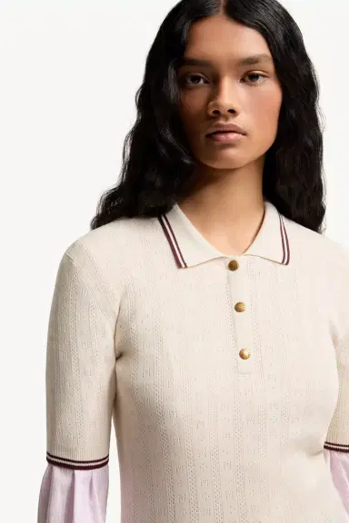 Moncler Rhombus & Logo Pattern Cotton Polo Shirt | Thumbnail 7 Moncler Rhombus & Logo Pattern Cotton Polo Shirt | Thumbnail 7