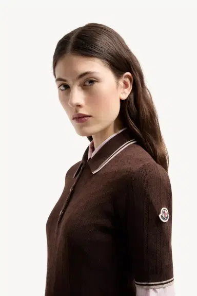 Moncler Rhombus & Logo Pattern Cotton Polo Shirt | Thumbnail 4 Moncler Rhombus & Logo Pattern Cotton Polo Shirt | Thumbnail 4