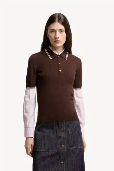 Moncler Rhombus & Logo Pattern Cotton Polo Shirt | Thumbnail 5 Moncler Rhombus & Logo Pattern Cotton Polo Shirt | Thumbnail 5