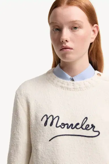 Moncler Embroidered Logo Cotton Blend Sweater | Thumbnail 7 Moncler Embroidered Logo Cotton Blend Sweater | Thumbnail 7