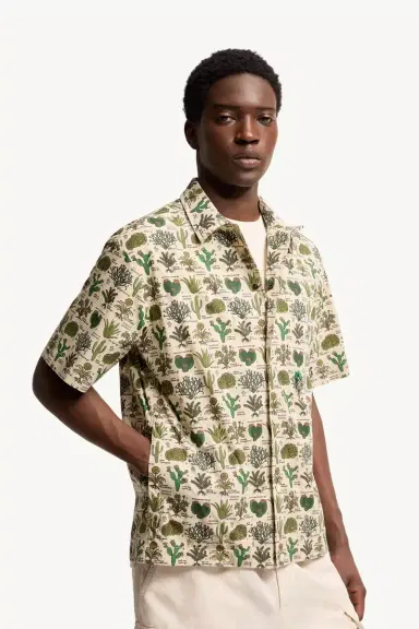 Moncler Grenoble Botanical Print Cotton Blend Short Sleeve Shirt | Thumbnail 7 Moncler Grenoble Botanical Print Cotton Blend Short Sleeve Shirt | Thumbnail 7