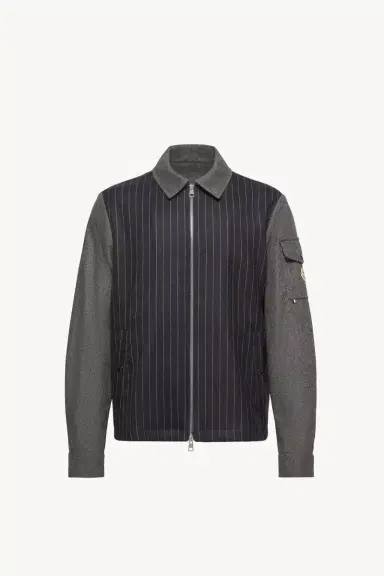 Moncler Herringbone Wool Blend Zip-up Shirt Jacket | Thumbnail 2 Moncler Herringbone Wool Blend Zip-up Shirt Jacket | Thumbnail 2
