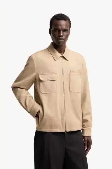 Moncler Leather Logo Cotton Shirt Jacket | Thumbnail 5 Moncler Leather Logo Cotton Shirt Jacket | Thumbnail 5