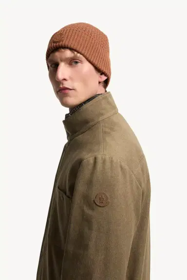 Moncler Leather Logo Cotton Jacket | Thumbnail 4 Moncler Leather Logo Cotton Jacket | Thumbnail 4