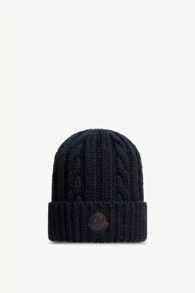 Moncler Leather Logo Wool Beanie | Thumbnail 2 Moncler Leather Logo Wool Beanie | Thumbnail 2