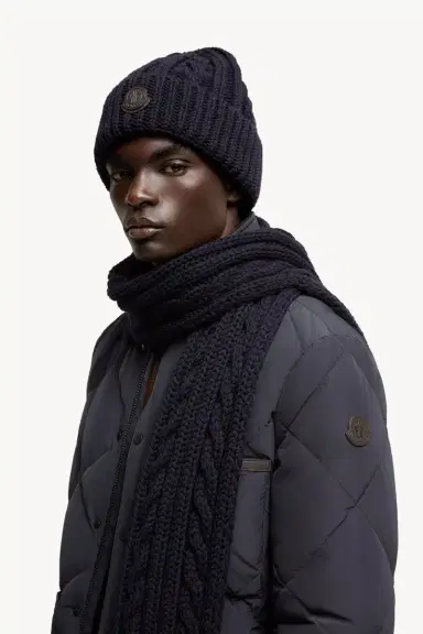 Moncler Leather Logo Wool Beanie | Thumbnail 3 Moncler Leather Logo Wool Beanie | Thumbnail 3