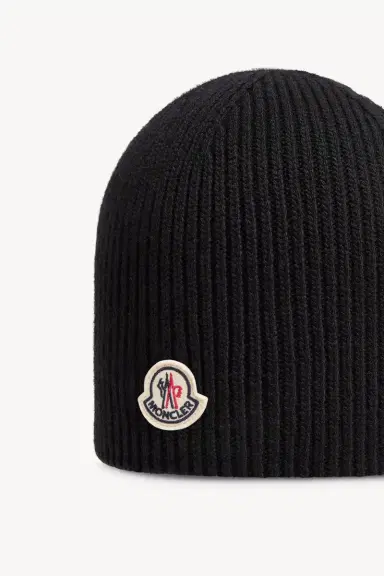 Moncler Logo Wool Beanie | Thumbnail 4 Moncler Logo Wool Beanie | Thumbnail 4