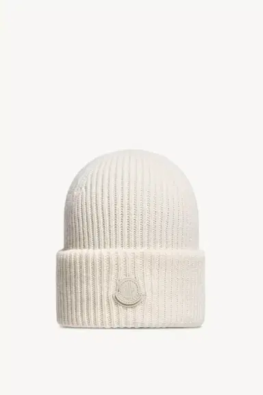Moncler Leather Logo Cashmere Beanie | Thumbnail 2 Moncler Leather Logo Cashmere Beanie | Thumbnail 2