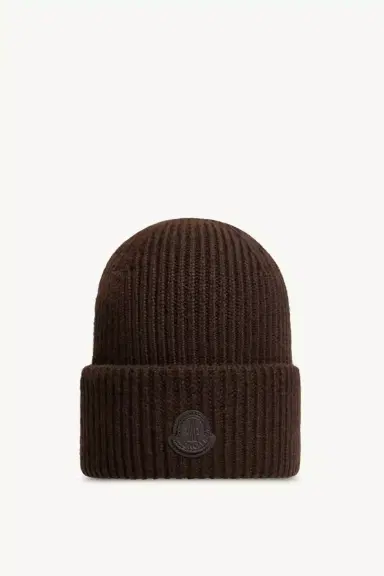 Moncler Leather Logo Cashmere Beanie | Thumbnail 2 Moncler Leather Logo Cashmere Beanie | Thumbnail 2