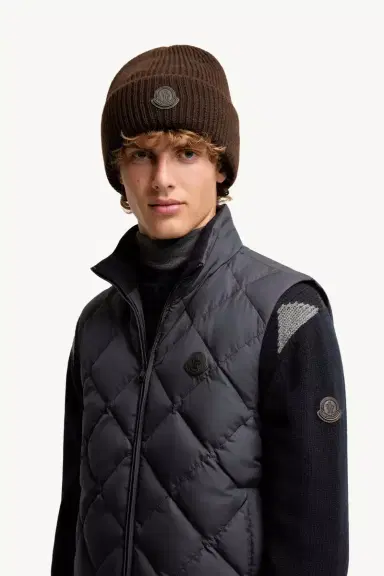 Moncler Leather Logo Cashmere Beanie | Thumbnail 3 Moncler Leather Logo Cashmere Beanie | Thumbnail 3