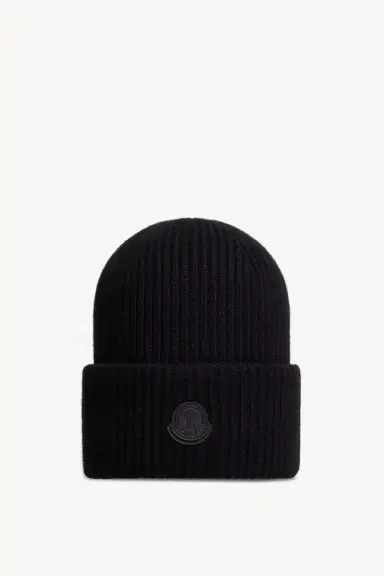 Moncler Leather Logo Cashmere Beanie | Thumbnail 2 Moncler Leather Logo Cashmere Beanie | Thumbnail 2