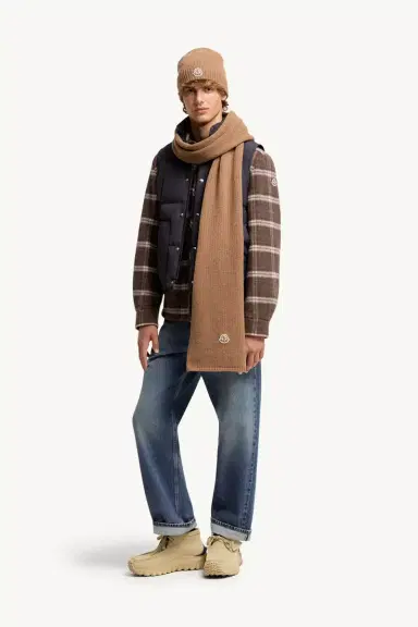 Moncler Wool Blend Logo Scarf | Thumbnail 3 Moncler Wool Blend Logo Scarf | Thumbnail 3