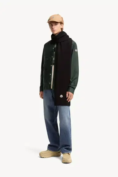 Moncler Wool Blend Logo Scarf | Thumbnail 3 Moncler Wool Blend Logo Scarf | Thumbnail 3