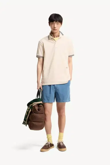 Moncler Striped Trim Cotton Piquet Polo Shirt | Thumbnail 3 Moncler Striped Trim Cotton Piquet Polo Shirt | Thumbnail 3