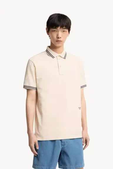 Moncler Striped Trim Cotton Piquet Polo Shirt | Thumbnail 5 Moncler Striped Trim Cotton Piquet Polo Shirt | Thumbnail 5