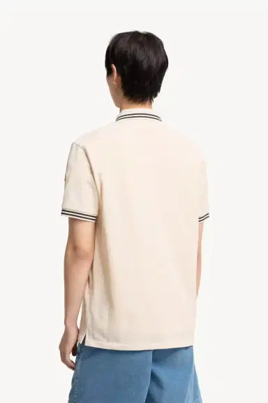 Moncler Striped Trim Cotton Piquet Polo Shirt | Thumbnail 6 Moncler Striped Trim Cotton Piquet Polo Shirt | Thumbnail 6