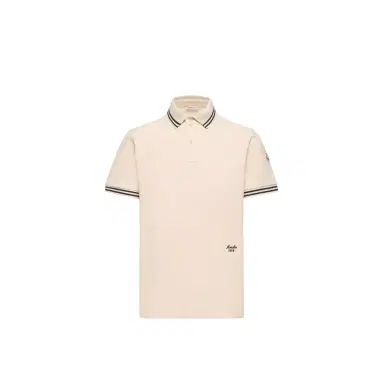 Moncler Striped Trim Cotton Piquet Polo Shirt | Thumbnail 1 Moncler Striped Trim Cotton Piquet Polo Shirt | Thumbnail 1