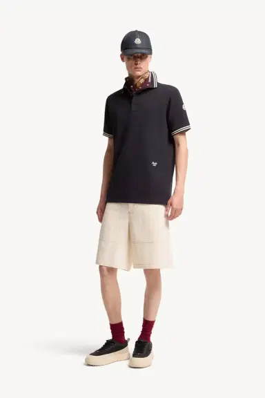 Moncler Striped Trim Cotton Piquet Polo Shirt | Thumbnail 3 Moncler Striped Trim Cotton Piquet Polo Shirt | Thumbnail 3