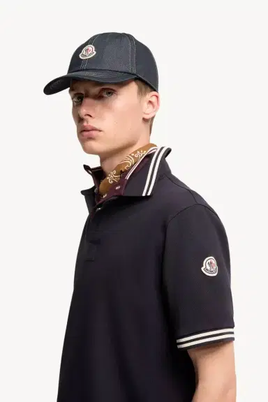Moncler Striped Trim Cotton Piquet Polo Shirt | Thumbnail 4 Moncler Striped Trim Cotton Piquet Polo Shirt | Thumbnail 4