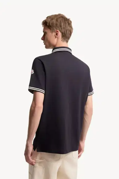 Moncler Striped Trim Cotton Piquet Polo Shirt | Thumbnail 6 Moncler Striped Trim Cotton Piquet Polo Shirt | Thumbnail 6