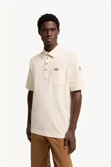 Moncler Leather Logo Tag Cotton Polo Shirt | Thumbnail 5 Moncler Leather Logo Tag Cotton Polo Shirt | Thumbnail 5