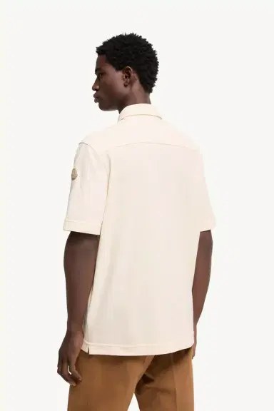 Moncler Leather Logo Tag Cotton Polo Shirt | Thumbnail 6 Moncler Leather Logo Tag Cotton Polo Shirt | Thumbnail 6