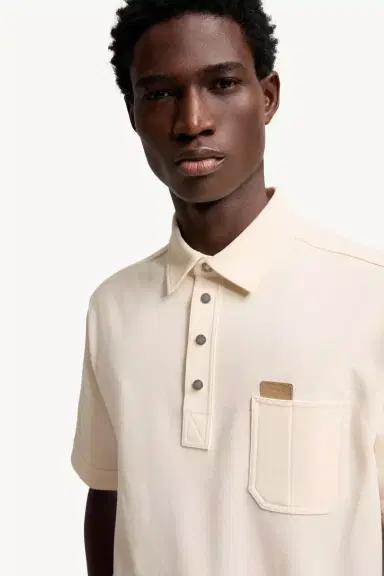 Moncler Leather Logo Tag Cotton Polo Shirt | Thumbnail 7 Moncler Leather Logo Tag Cotton Polo Shirt | Thumbnail 7