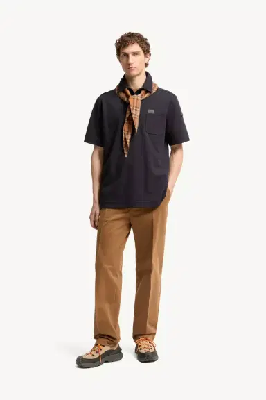 Moncler Leather Logo Tag Cotton Polo Shirt | Thumbnail 3 Moncler Leather Logo Tag Cotton Polo Shirt | Thumbnail 3