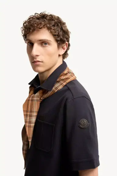 Moncler Leather Logo Tag Cotton Polo Shirt | Thumbnail 4 Moncler Leather Logo Tag Cotton Polo Shirt | Thumbnail 4