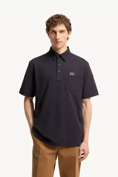 Moncler Leather Logo Tag Cotton Polo Shirt | Thumbnail 5 Moncler Leather Logo Tag Cotton Polo Shirt | Thumbnail 5