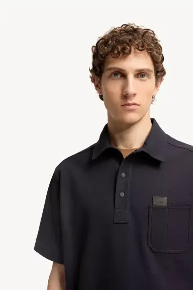 Moncler Leather Logo Tag Cotton Polo Shirt | Thumbnail 7 Moncler Leather Logo Tag Cotton Polo Shirt | Thumbnail 7