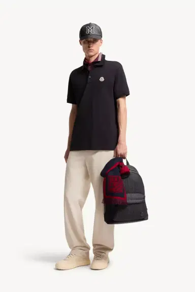 Moncler Logo Patch Cotton Piquet Polo Shirt | Thumbnail 3 Moncler Logo Patch Cotton Piquet Polo Shirt | Thumbnail 3