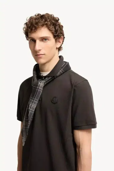 Moncler Logo Patch Cotton Piquet Polo Shirt | Thumbnail 4 Moncler Logo Patch Cotton Piquet Polo Shirt | Thumbnail 4