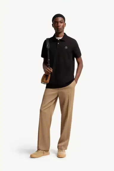 Moncler Logo Patch Cotton Piquet Polo Shirt | Thumbnail 3 Moncler Logo Patch Cotton Piquet Polo Shirt | Thumbnail 3