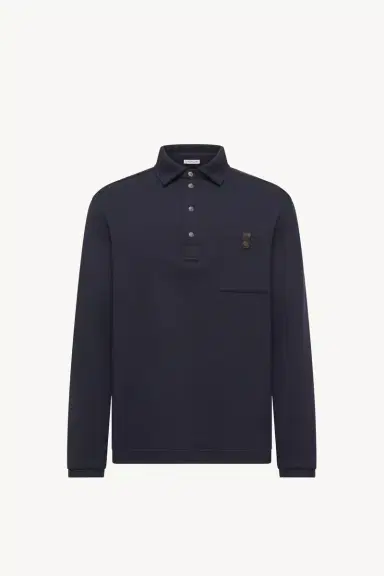 Moncler Cotton Long Sleeve Polo Shirt | Thumbnail 2 Moncler Cotton Long Sleeve Polo Shirt | Thumbnail 2