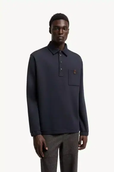 Moncler Cotton Long Sleeve Polo Shirt | Thumbnail 5 Moncler Cotton Long Sleeve Polo Shirt | Thumbnail 5