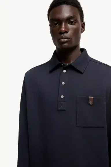 Moncler Cotton Long Sleeve Polo Shirt | Thumbnail 7 Moncler Cotton Long Sleeve Polo Shirt | Thumbnail 7