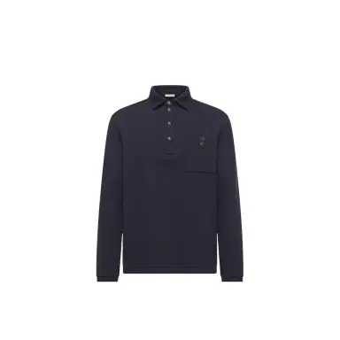 Moncler Cotton Long Sleeve Polo Shirt | Thumbnail 1 Moncler Cotton Long Sleeve Polo Shirt | Thumbnail 1