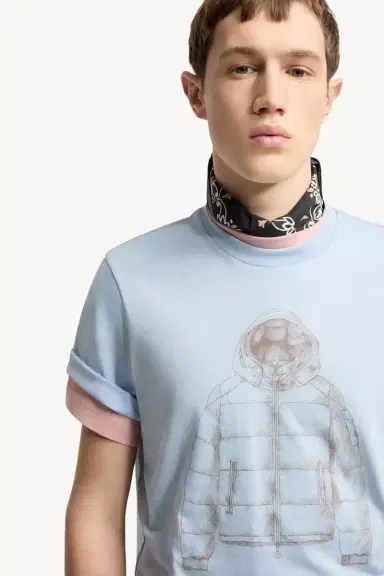 Moncler Down Jacket Print Cotton T-shirt | Thumbnail 7 Moncler Down Jacket Print Cotton T-shirt | Thumbnail 7