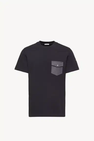 Moncler Cotton Jersey T-shirt With Denim Pocket | Thumbnail 2 Moncler Cotton Jersey T-shirt With Denim Pocket | Thumbnail 2