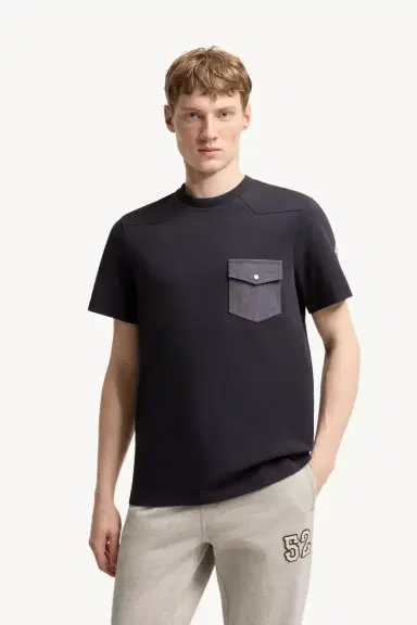 Moncler Cotton Jersey T-shirt With Denim Pocket | Thumbnail 5 Moncler Cotton Jersey T-shirt With Denim Pocket | Thumbnail 5
