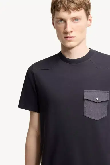 Moncler Cotton Jersey T-shirt With Denim Pocket | Thumbnail 7 Moncler Cotton Jersey T-shirt With Denim Pocket | Thumbnail 7