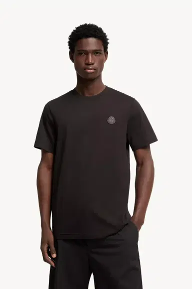 Moncler Double Leather Logo Cotton T-shirt | Thumbnail 4 Moncler Double Leather Logo Cotton T-shirt | Thumbnail 4