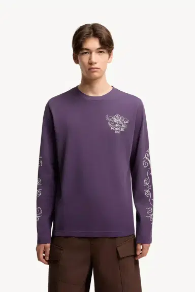 Moncler Logo Motif Cotton Long Sleeve T-shirt | Thumbnail 5 Moncler Logo Motif Cotton Long Sleeve T-shirt | Thumbnail 5